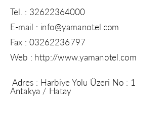 Yaman Hotel iletiim bilgileri